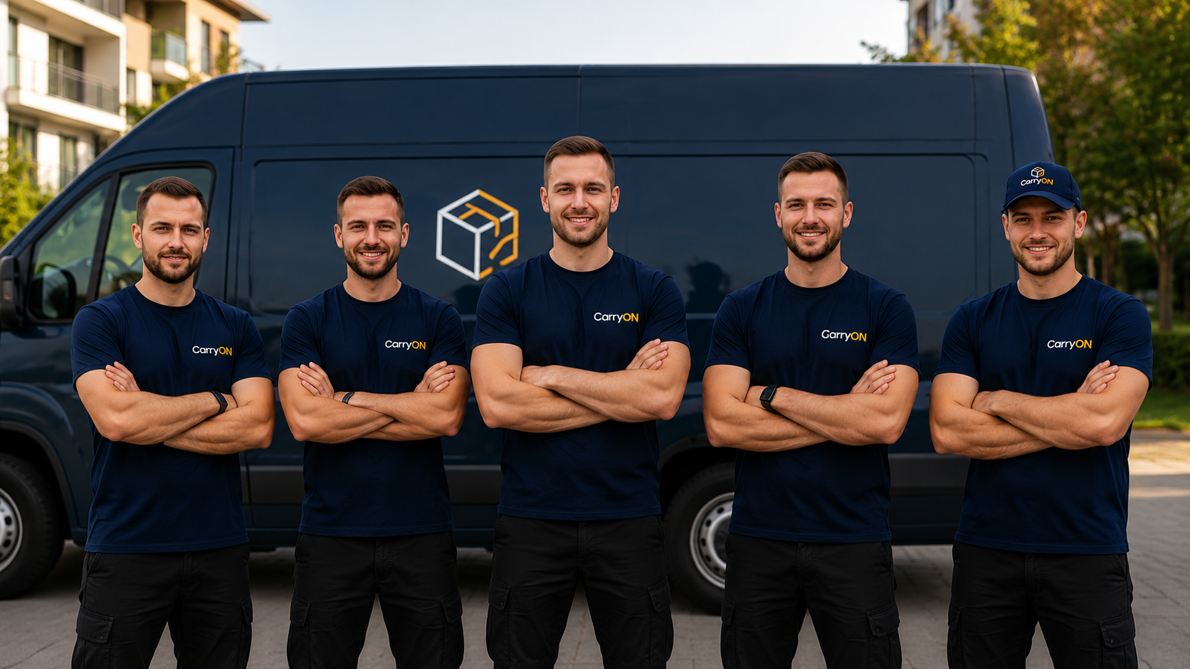 Zespół CarryON przed firmowym busem